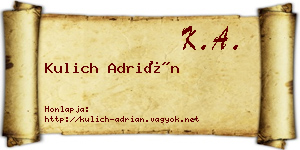 Kulich Adrián névjegykártya
