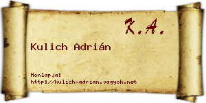 Kulich Adrián névjegykártya